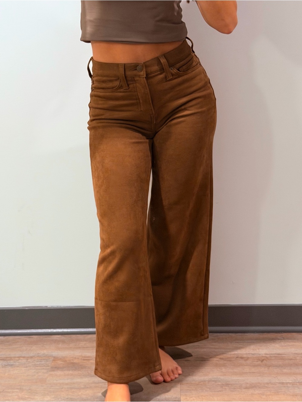Banana Republic Brown Suede Wide Leg Pants 24P